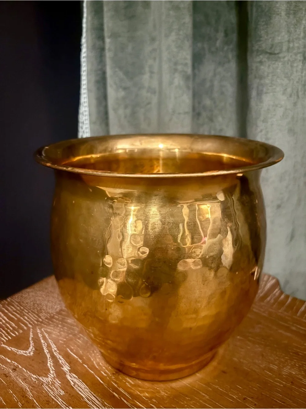 Vintage Hammered Brass Planter